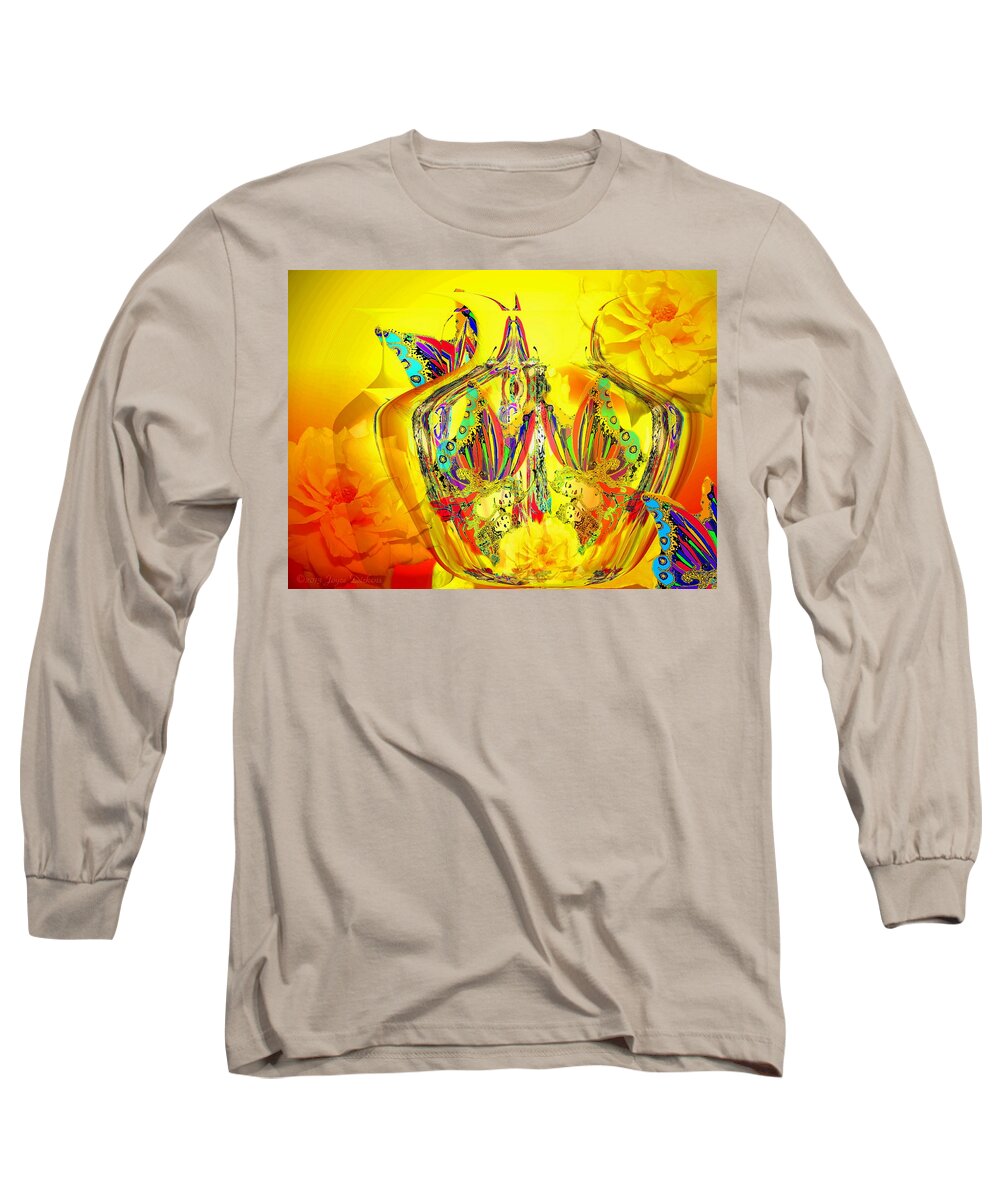 Butterfly-princess Long Sleeve T-Shirt featuring the photograph Butterfly Princess and Child with Roses and Vases by Joyce Dickens