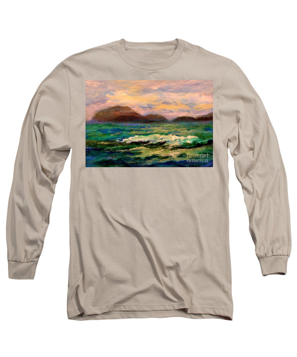 Fine Art Long Sleeve T-Shirt featuring the painting Islands and wave by Julianne Felton