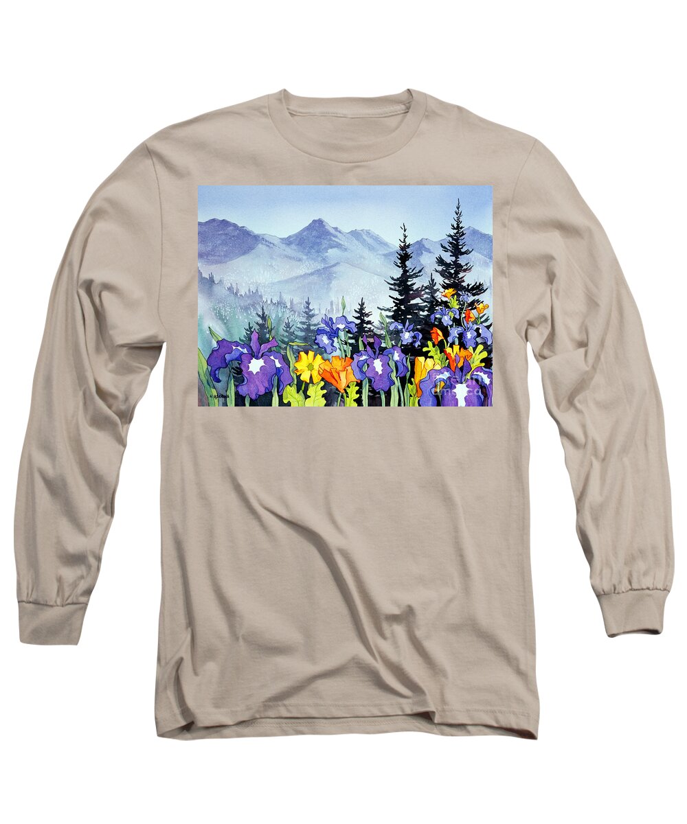 Watercolor Long Sleeve T-Shirt featuring the painting Chugach Summer by Teresa Ascone