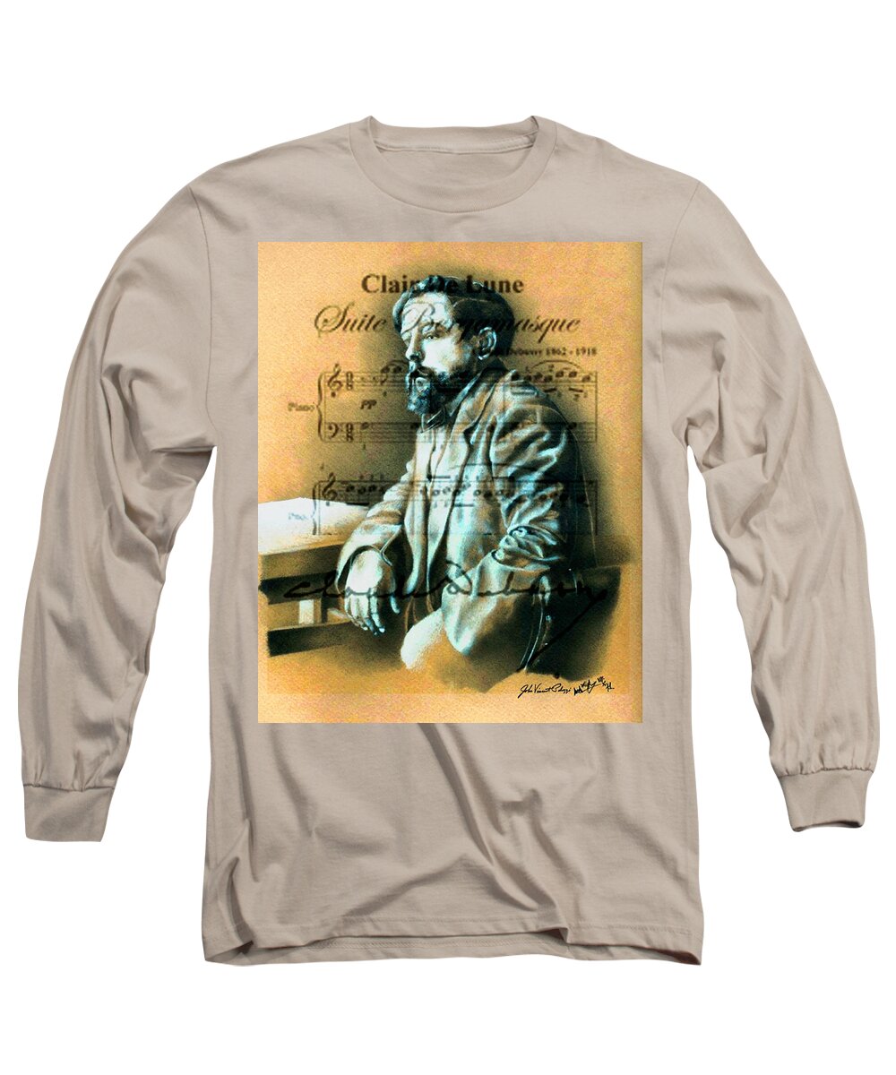 Classical Music Long Sleeve T-Shirt featuring the digital art Claude Debussy by John Vincent Palozzi