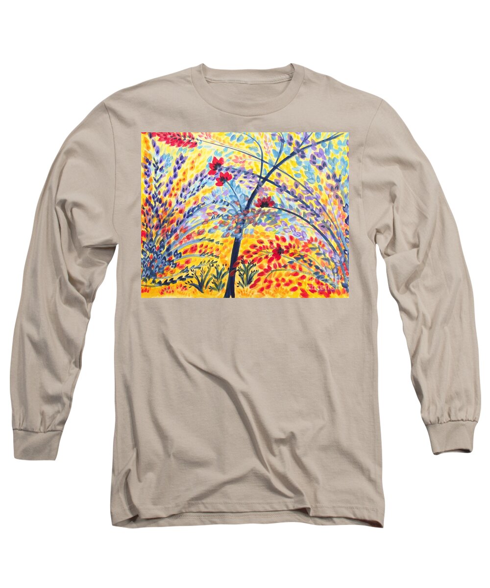 Color Flurry 2 Long Sleeve T-Shirt featuring the painting Color Flurry 2 by Holly Carmichael