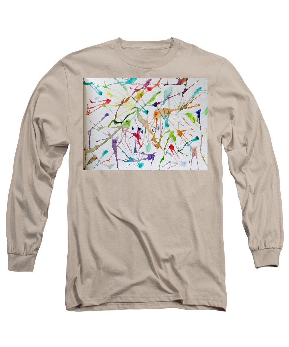 Holi Long Sleeve T-Shirt featuring the painting Colourful Holi by Sonali Gangane