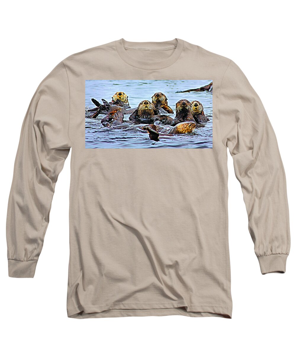 Sea Otters Long Sleeve T-Shirt featuring the photograph Couch Critters by Kristin Elmquist