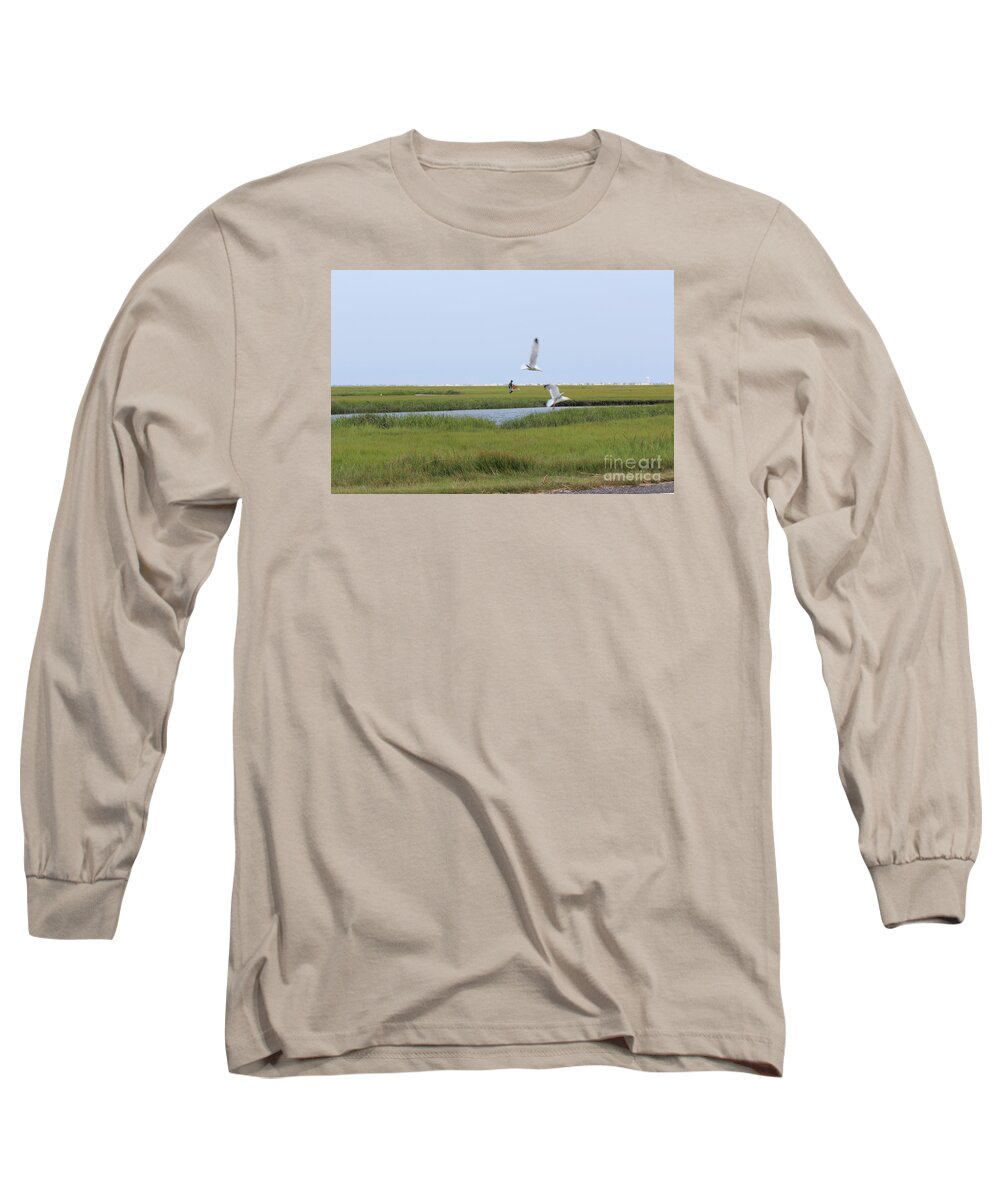 Seagulls Long Sleeve T-Shirt featuring the photograph Crabber by David Jackson