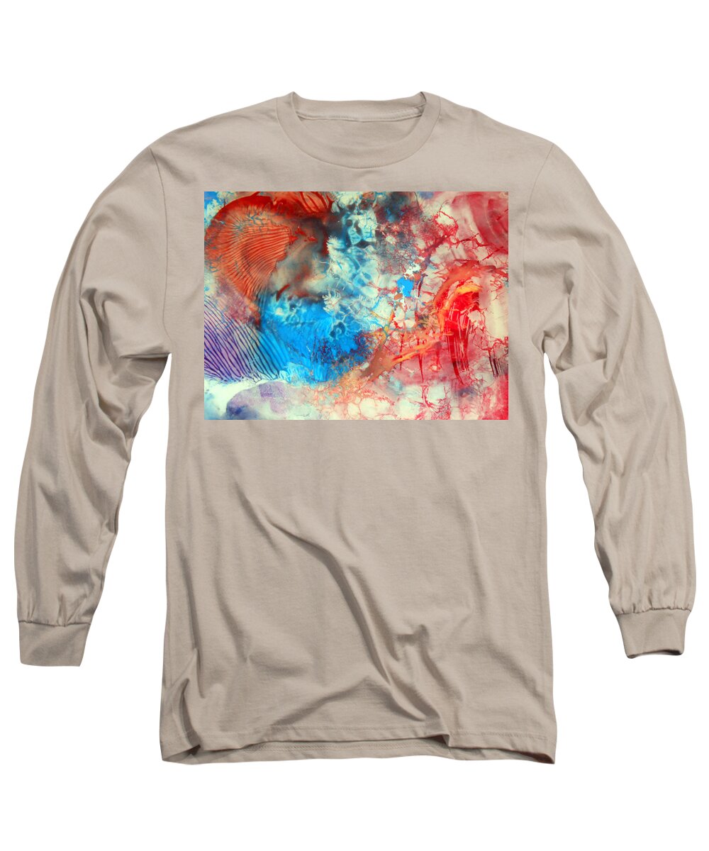 Decalcomaniac Long Sleeve T-Shirt featuring the painting Decalcomaniac Colorfield Abstraction Without Number by Otto Rapp