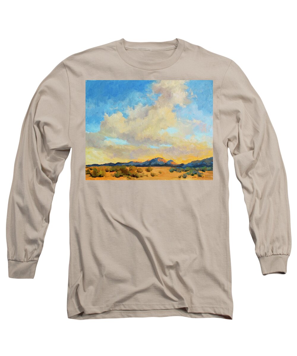 Desert Clouds Long Sleeve T-Shirt featuring the painting Desert Clouds by Diane McClary