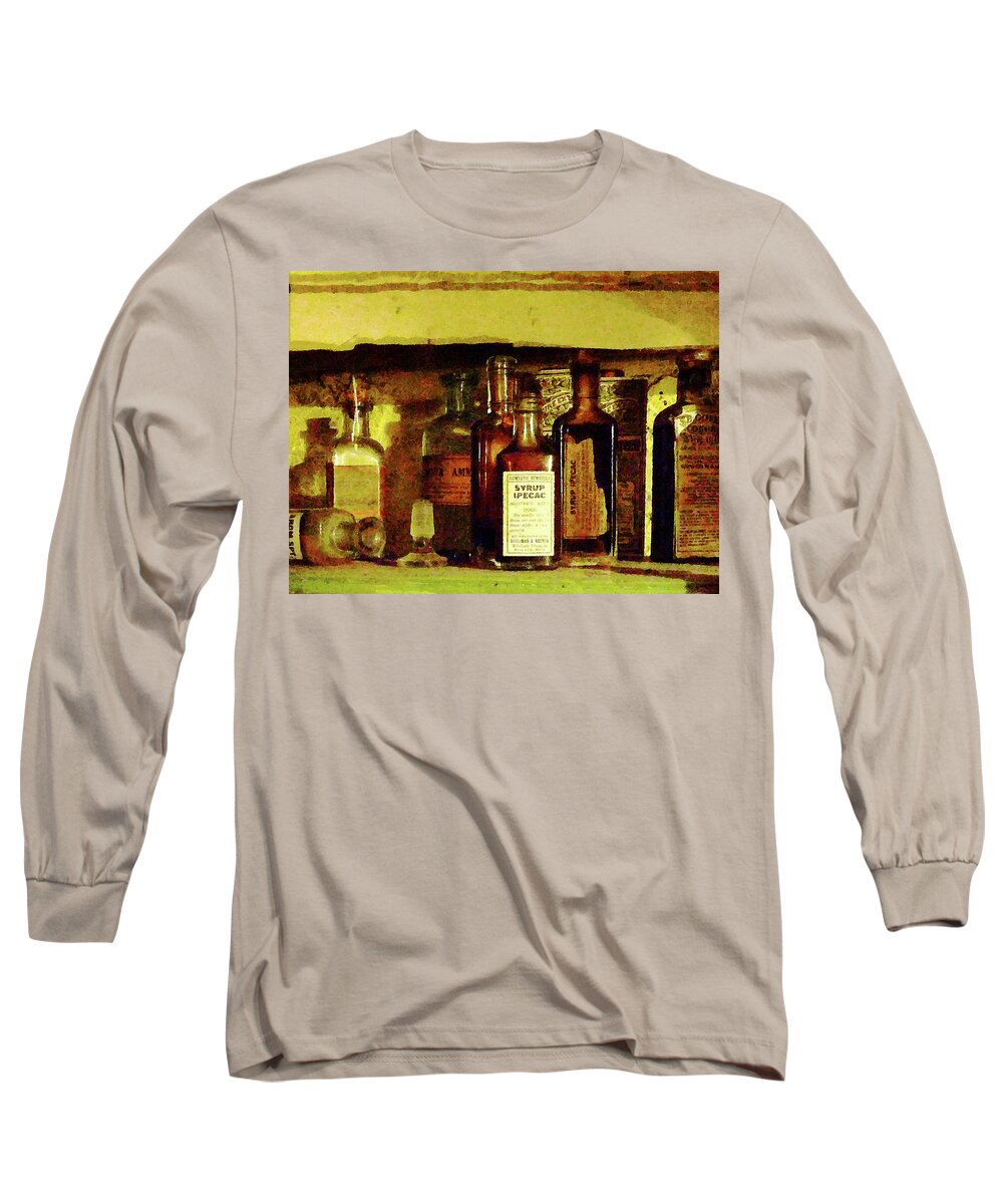 Druggist Long Sleeve T-Shirt featuring the photograph Doctor - Syrup of Ipecac by Susan Savad