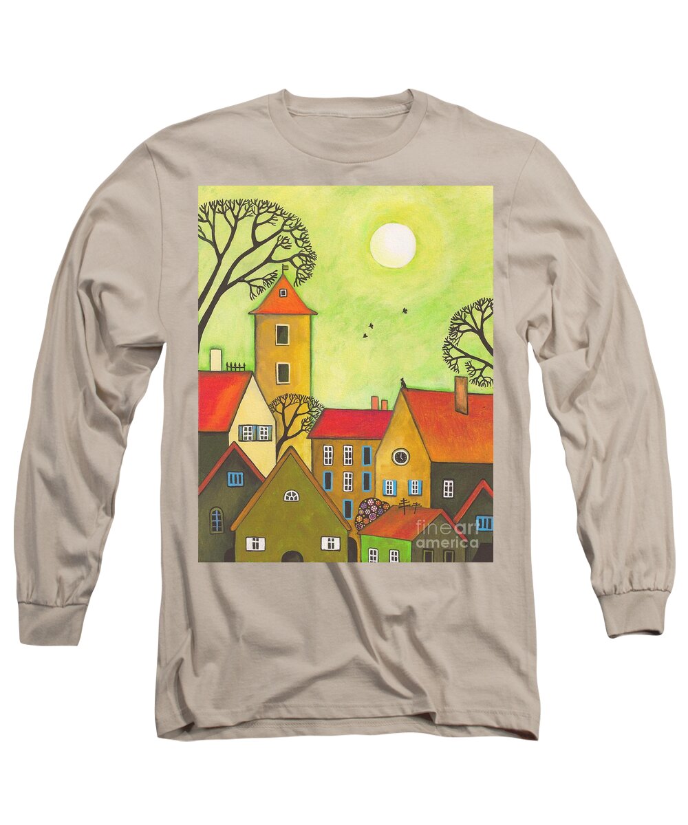 Abstract Long Sleeve T-Shirt featuring the painting Easter Tyme In German Town by Margaryta Yermolayeva
