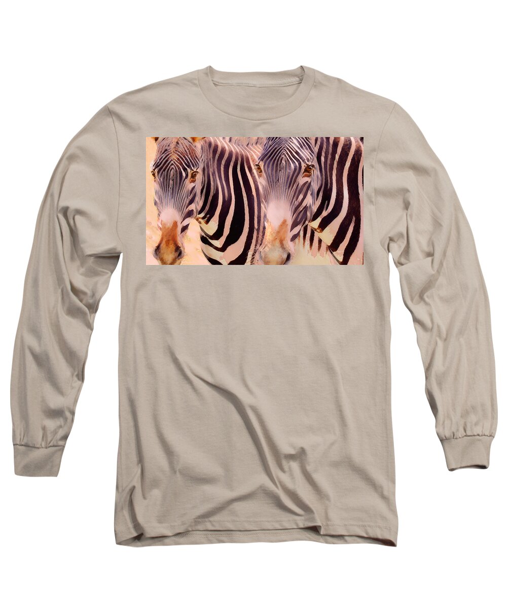 Zebras Long Sleeve T-Shirt featuring the photograph Exotic Friends by Melinda Hughes-Berland