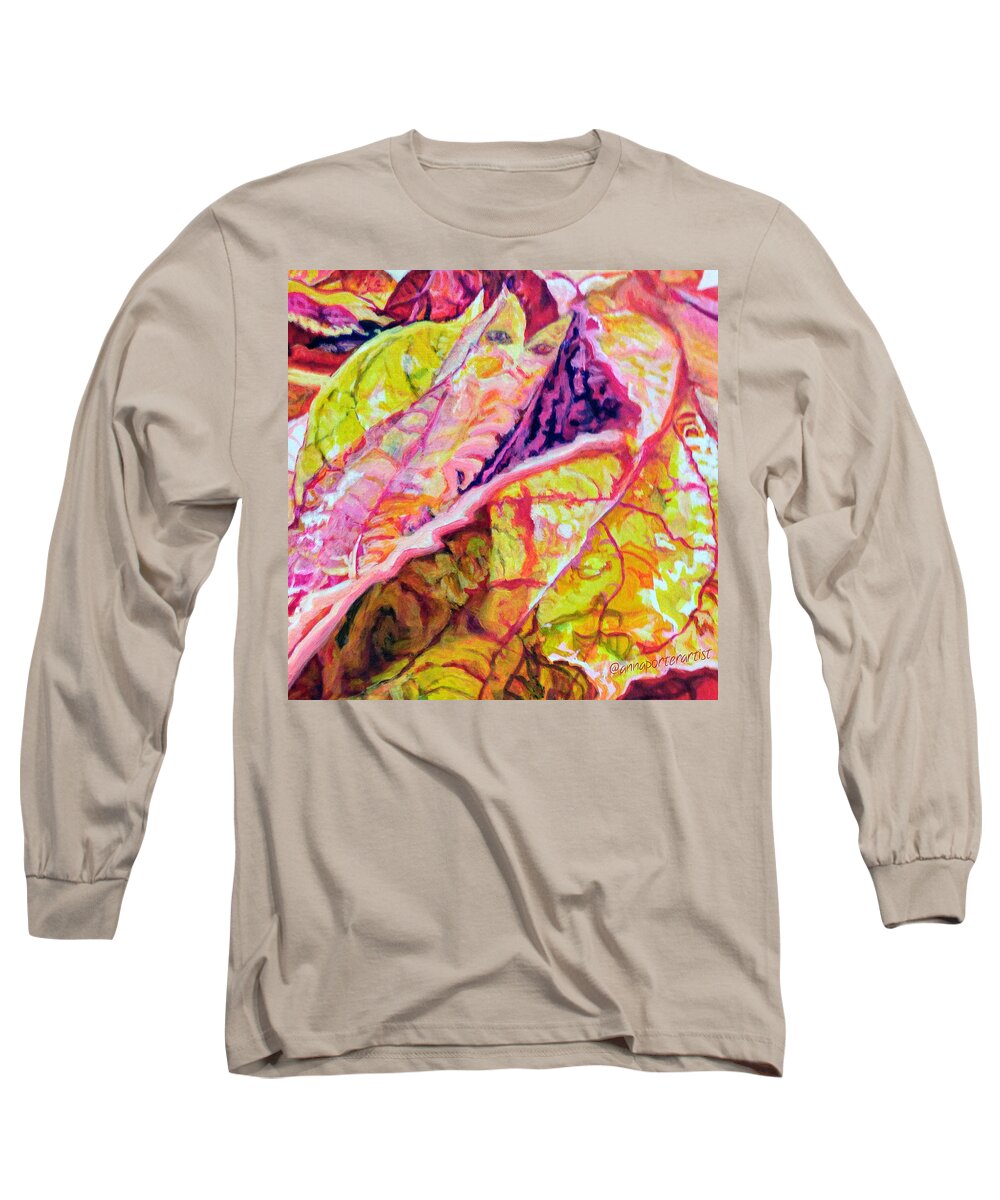 Art Long Sleeve T-Shirt featuring the photograph Fall Leaves - Original Acrylic Painting by Anna Porter