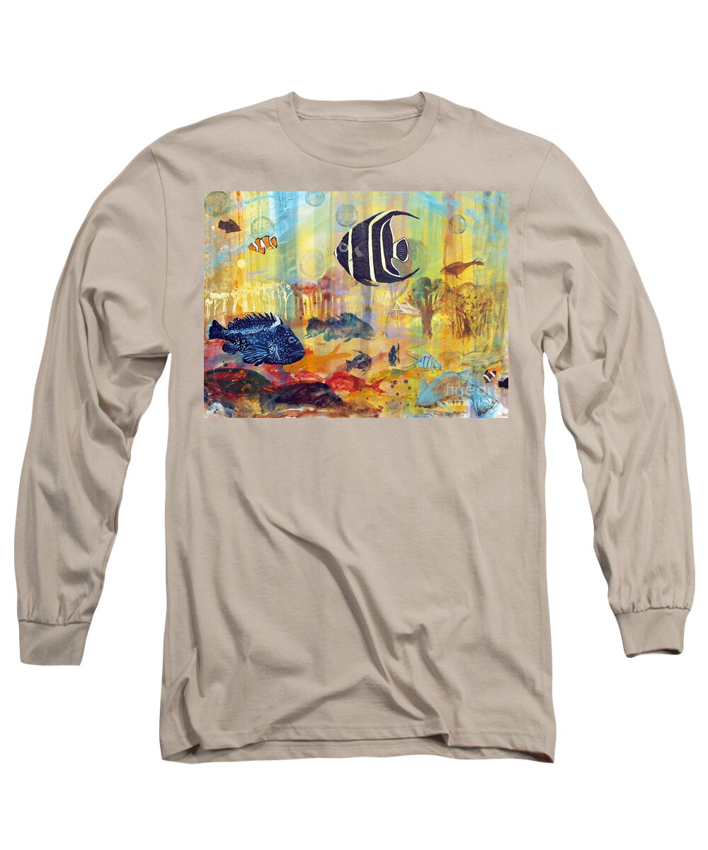 Fishes Long Sleeve T-Shirt featuring the painting Fishes by Robin Pedrero