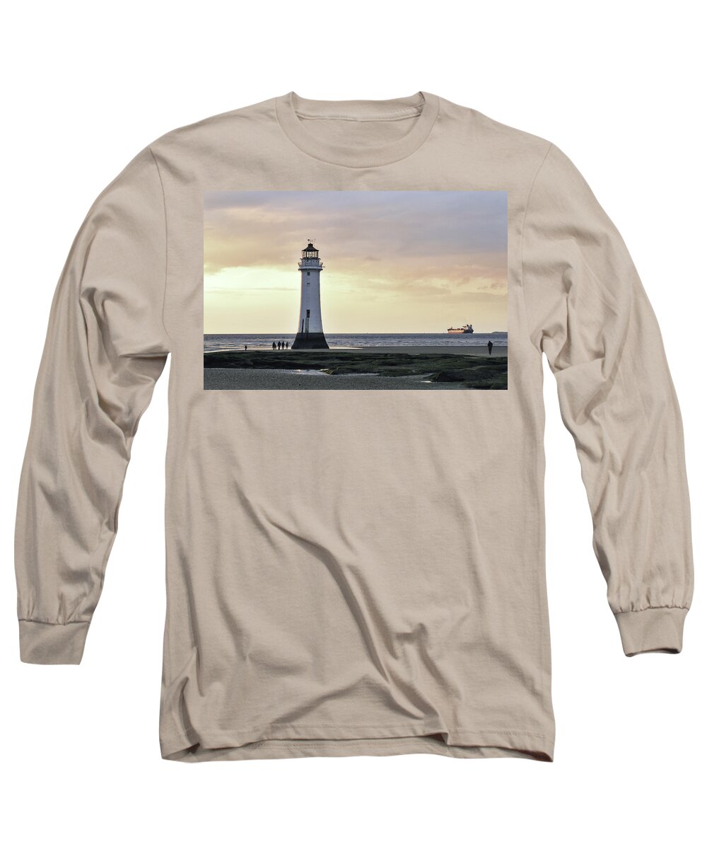 Lighthouse Long Sleeve T-Shirt featuring the photograph Fort Perch Lighthouse and ship by Spikey Mouse Photography
