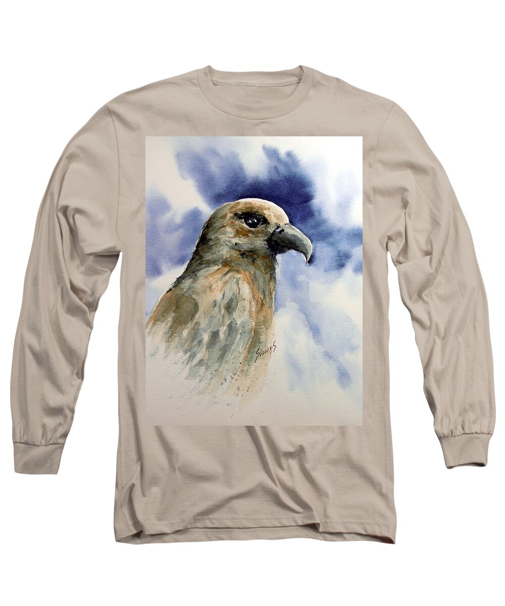 Hawk Long Sleeve T-Shirt featuring the painting Fury by Sam Sidders