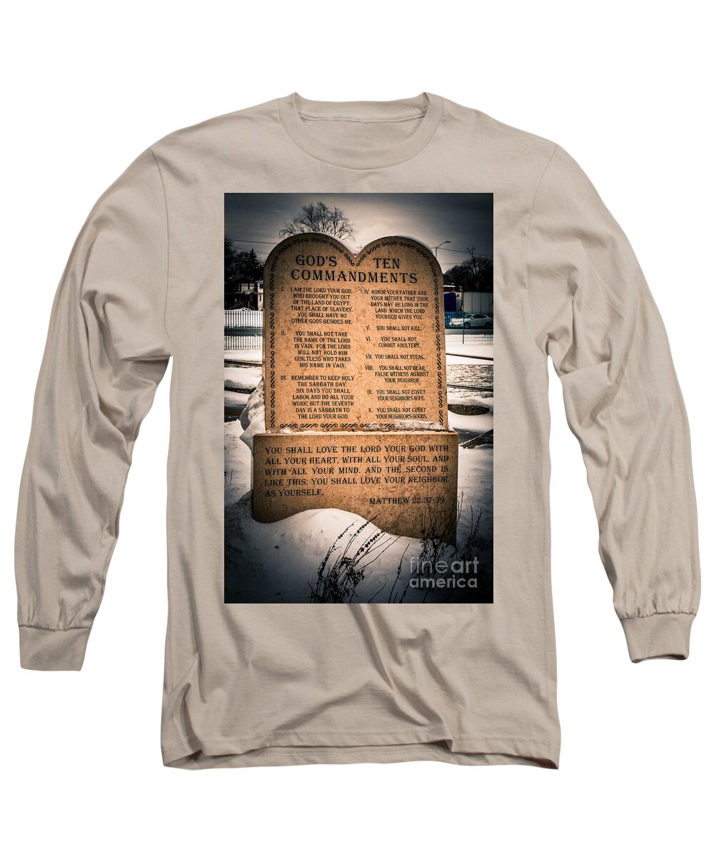 10 Commandments Long Sleeve T-Shirt featuring the photograph God's Ten Commandments by Grace Grogan
