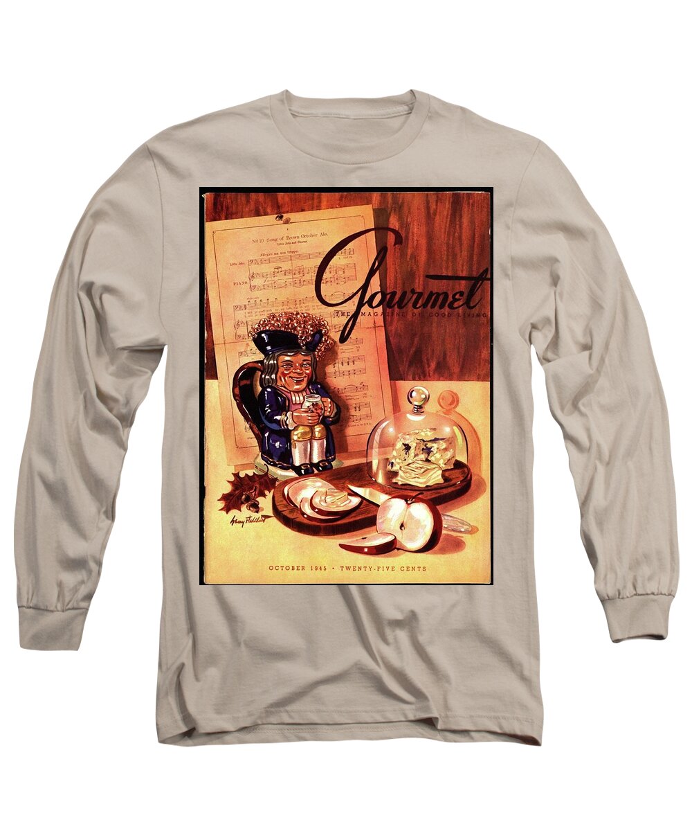 Illustration Long Sleeve T-Shirt featuring the photograph Gourmet Cover Illustration Of A Tray Of Cheese by Henry Stahlhut