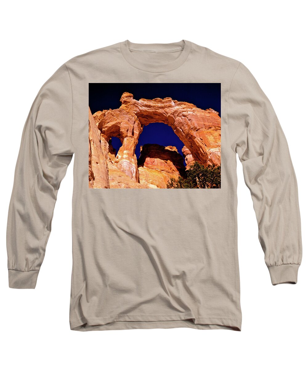 Grosvenor Arch Long Sleeve T-Shirt featuring the photograph Grosvenor Arch Sunset Kodachrome Basin by Ed Riche