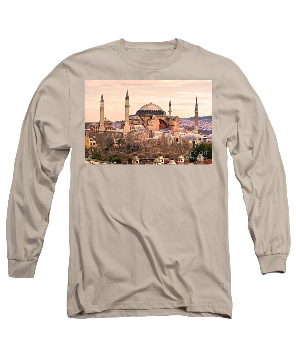 Architecture Long Sleeve T-Shirt featuring the photograph Hagia Sophia mosque - Istanbul by Luciano Mortula