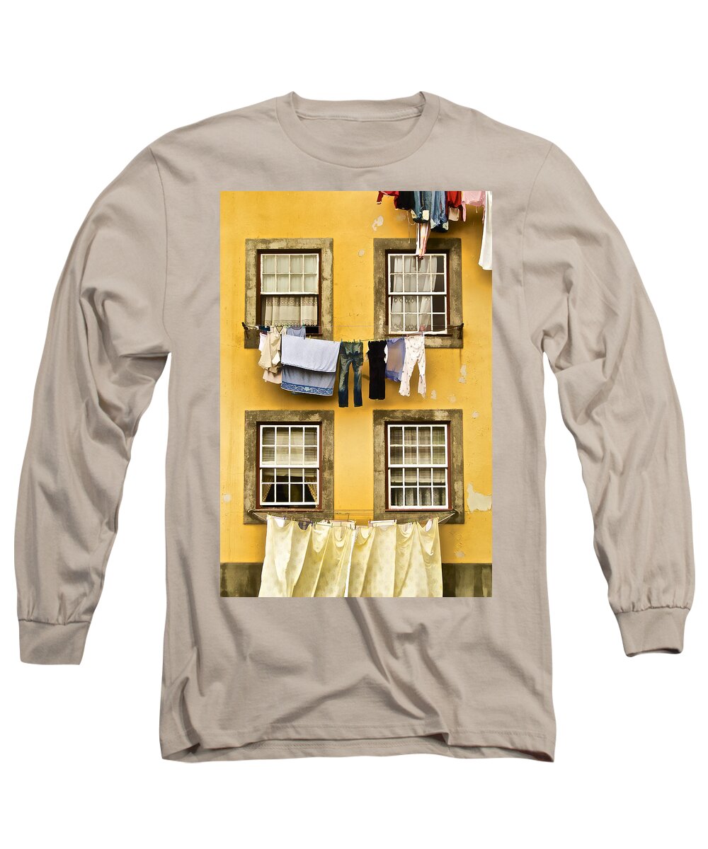 Art Long Sleeve T-Shirt featuring the photograph Hanging Clothes of Old World Europe by David Letts