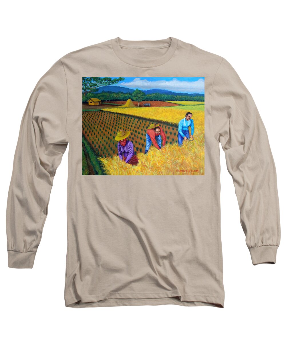 All Products Long Sleeve T-Shirt featuring the painting Harvest Season by Lorna Maza