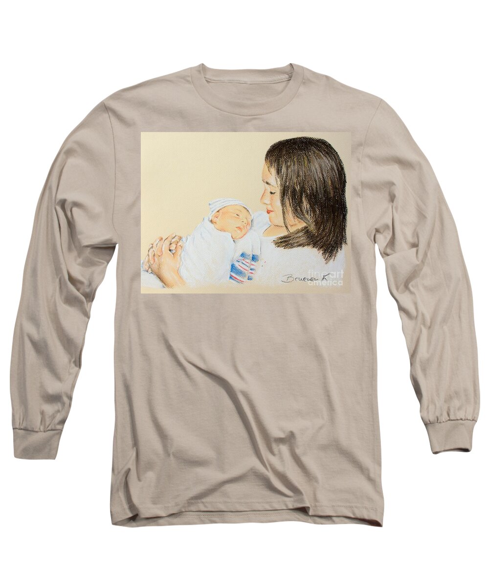 Pastel Long Sleeve T-Shirt featuring the pastel Here I am sister by Katharina Bruenen