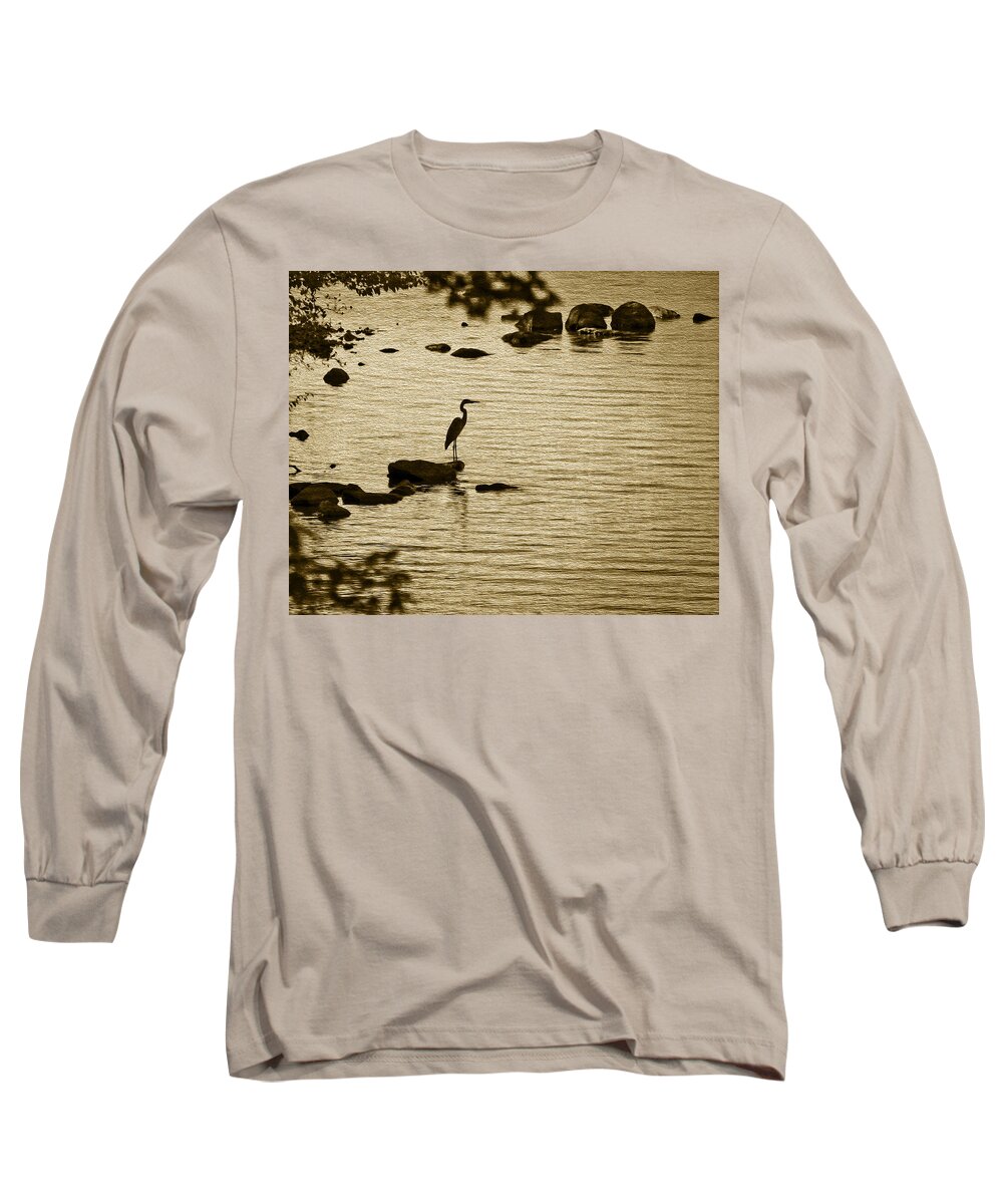Heron Long Sleeve T-Shirt featuring the photograph Heron by Phil Cardamone