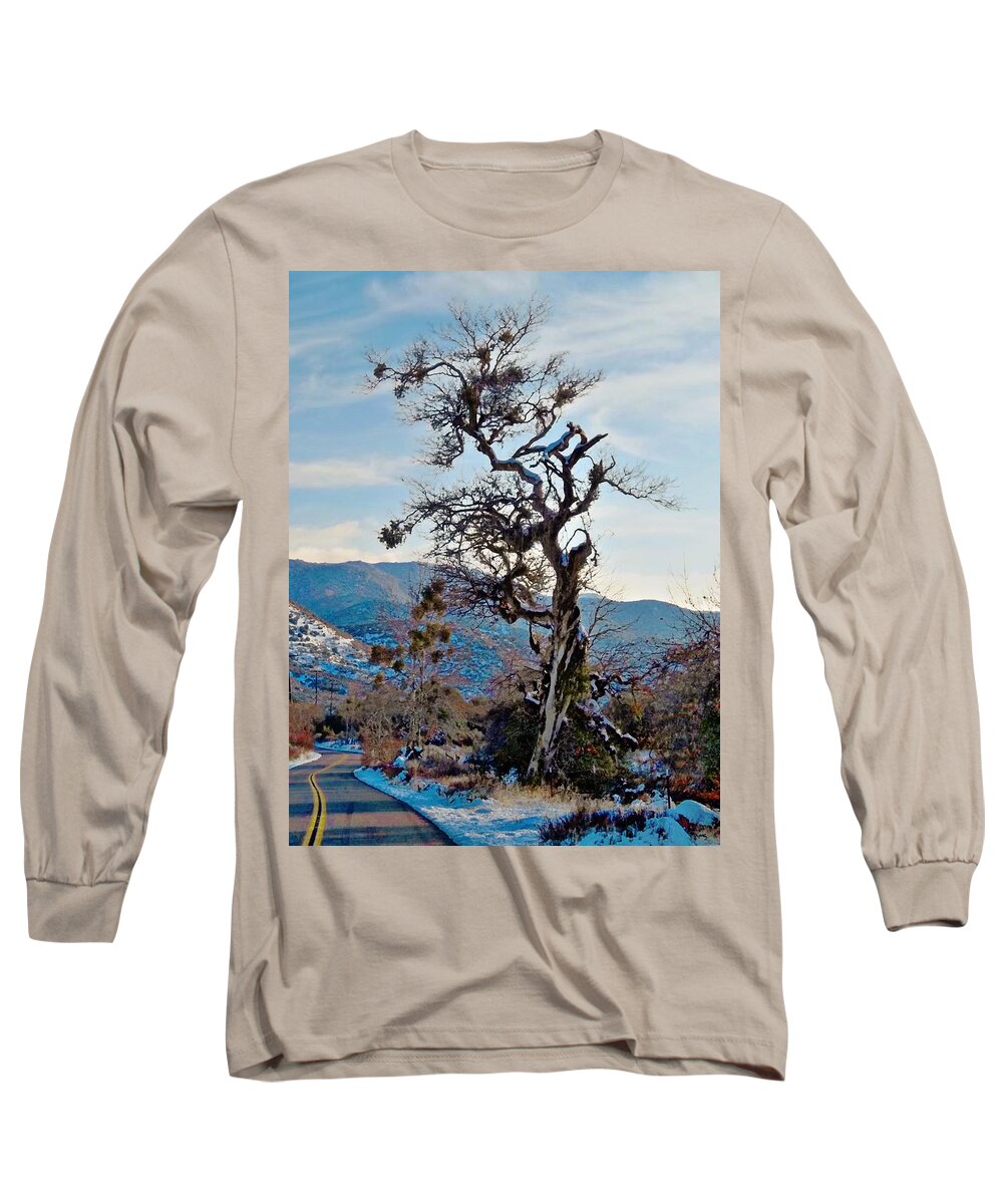 Winding Road Long Sleeve T-Shirt featuring the photograph Hitchhiker on Highway 173 by Glenn McCarthy Art and Photography