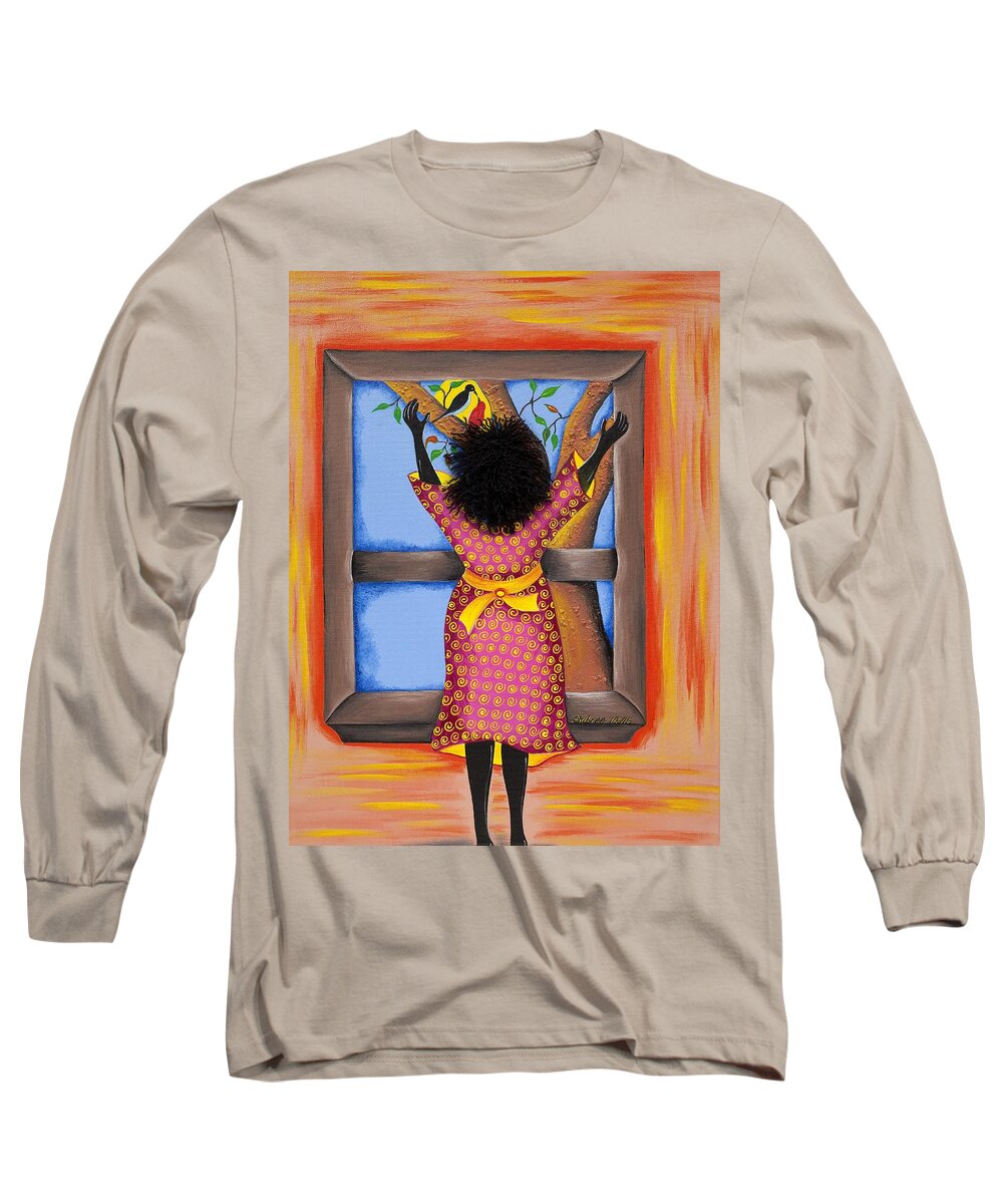 Gullah Long Sleeve T-Shirt featuring the painting Hope by Patricia Sabreee