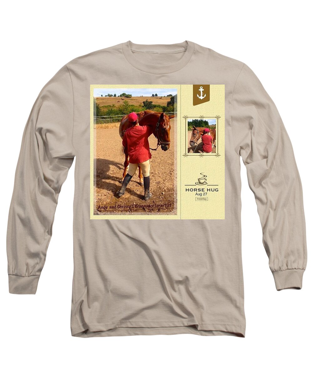 Horses Long Sleeve T-Shirt featuring the photograph Horse Hugs - Andy And Chrissy Saying by Anna Porter