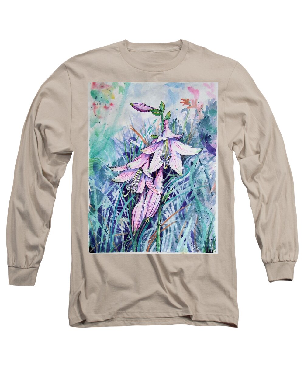 Hosta Long Sleeve T-Shirt featuring the painting Hosta's in Bloom by Nicole Angell