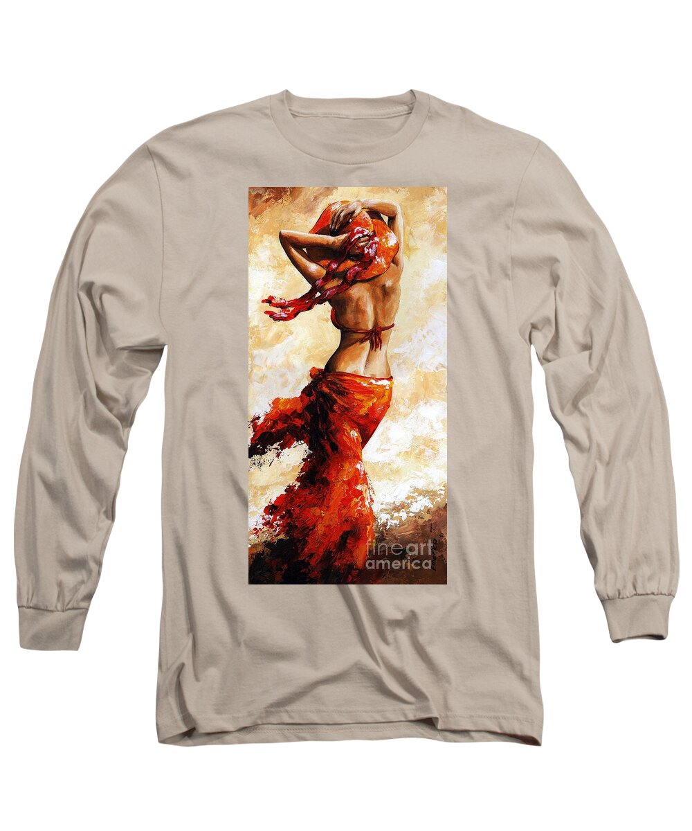 Woman Long Sleeve T-Shirt featuring the painting Hot breeze 03 by Emerico Imre Toth