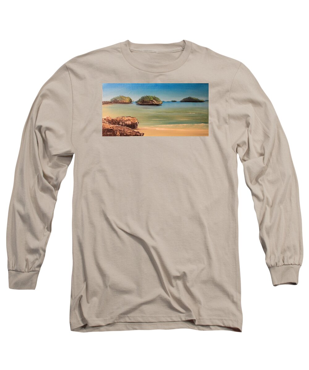 Beach Long Sleeve T-Shirt featuring the painting Hundred Islands in Philippines by Remegio Onia