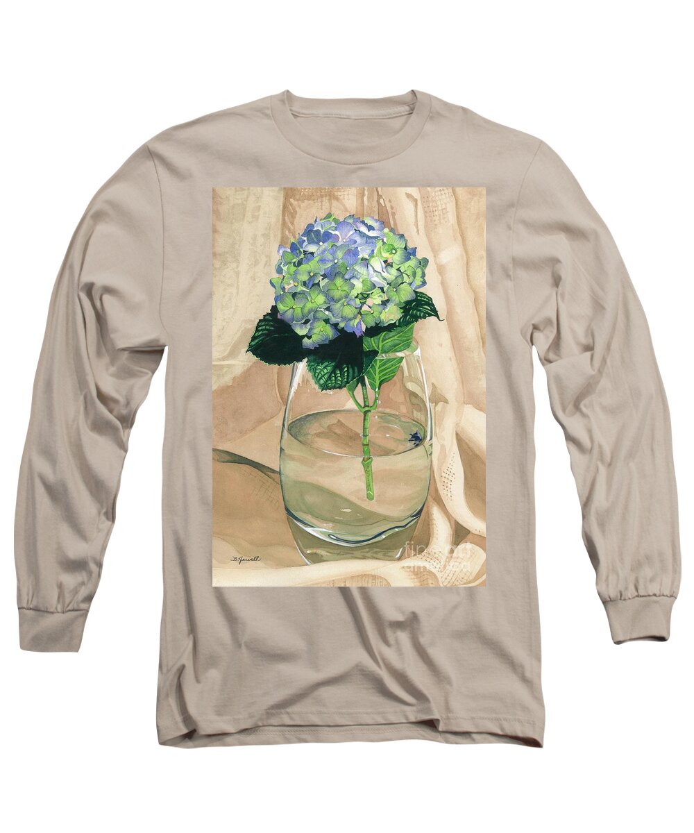 Flower Long Sleeve T-Shirt featuring the painting Hydrangea Blossom by Barbara Jewell