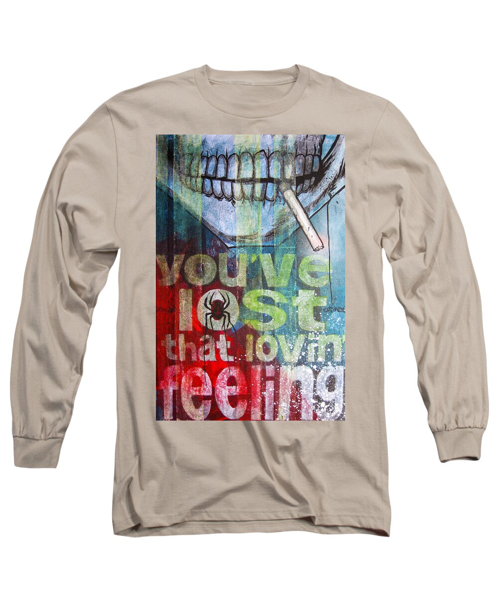 Skull Long Sleeve T-Shirt featuring the painting I Might Like You Better If We Slept Together by Bobby Zeik