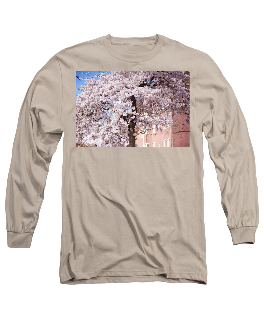 Spring Long Sleeve T-Shirt featuring the photograph In Its Glory. Pink Spring in Amsterdam by Jenny Rainbow