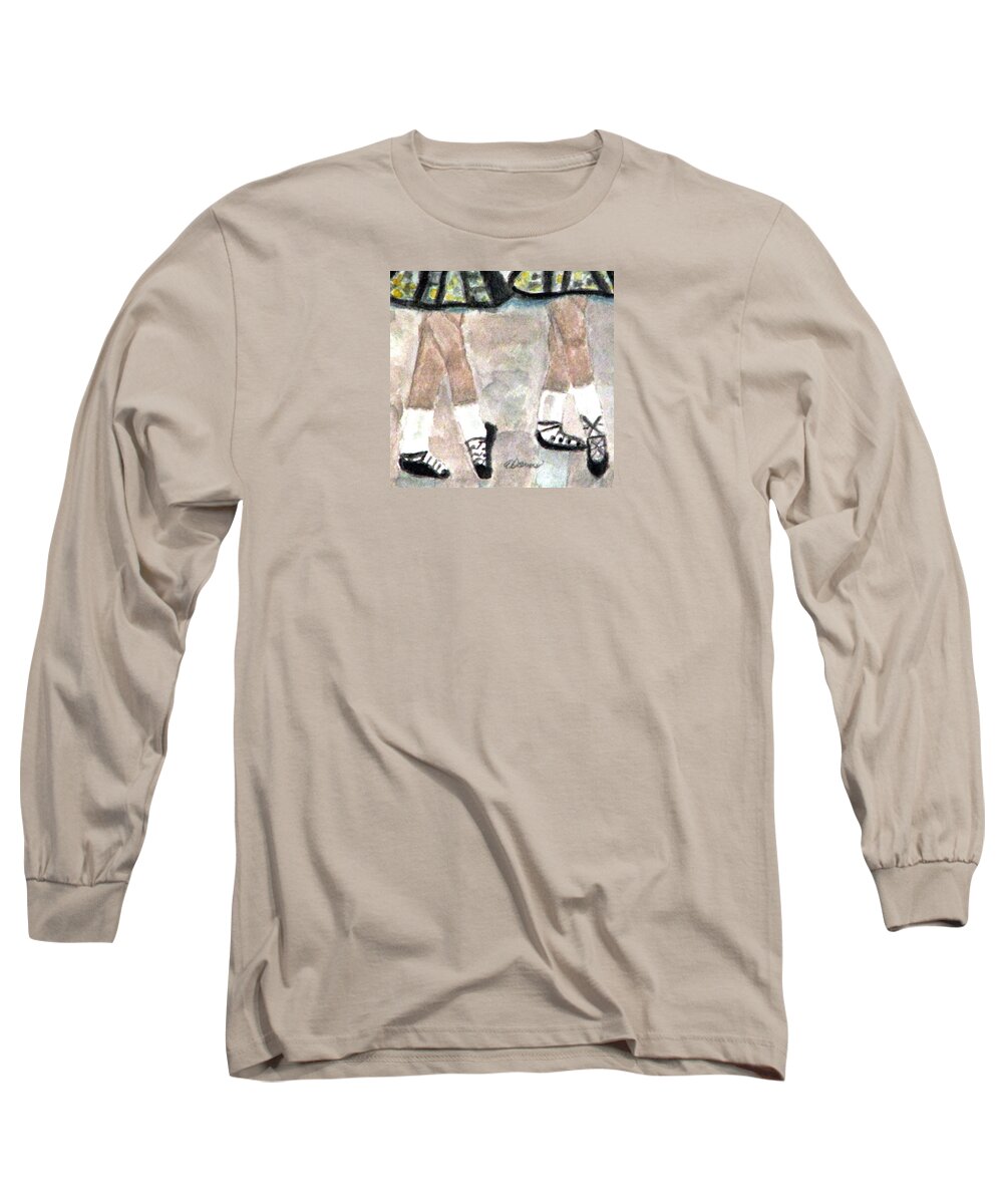 Dancers Long Sleeve T-Shirt featuring the painting Irish Lasses by Angela Davies