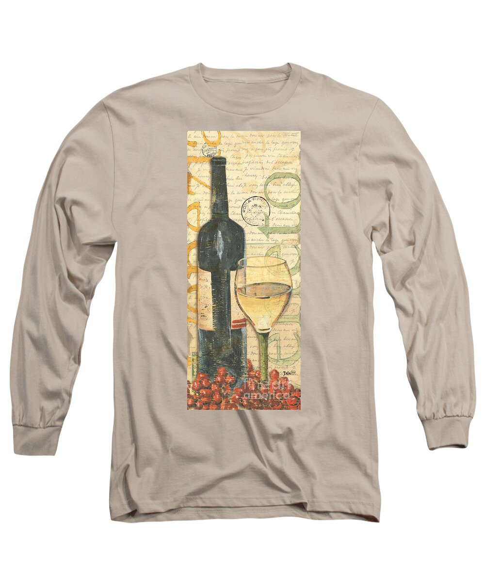 Wine Long Sleeve T-Shirt featuring the painting Italian Wine and Grapes 1 by Debbie DeWitt