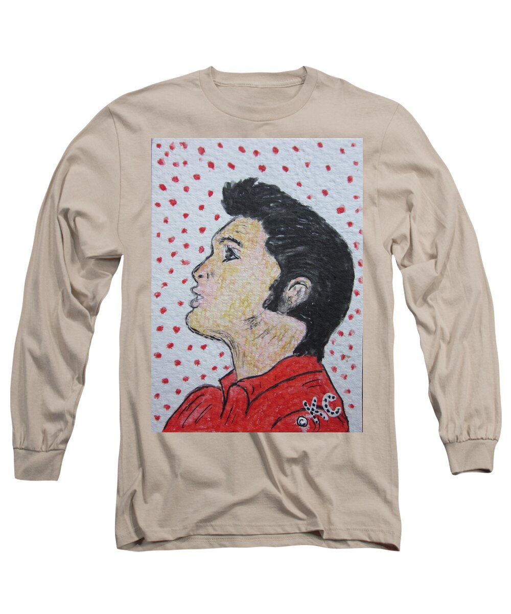 Elvis Long Sleeve T-Shirt featuring the painting It's Elvis by Kathy Marrs Chandler