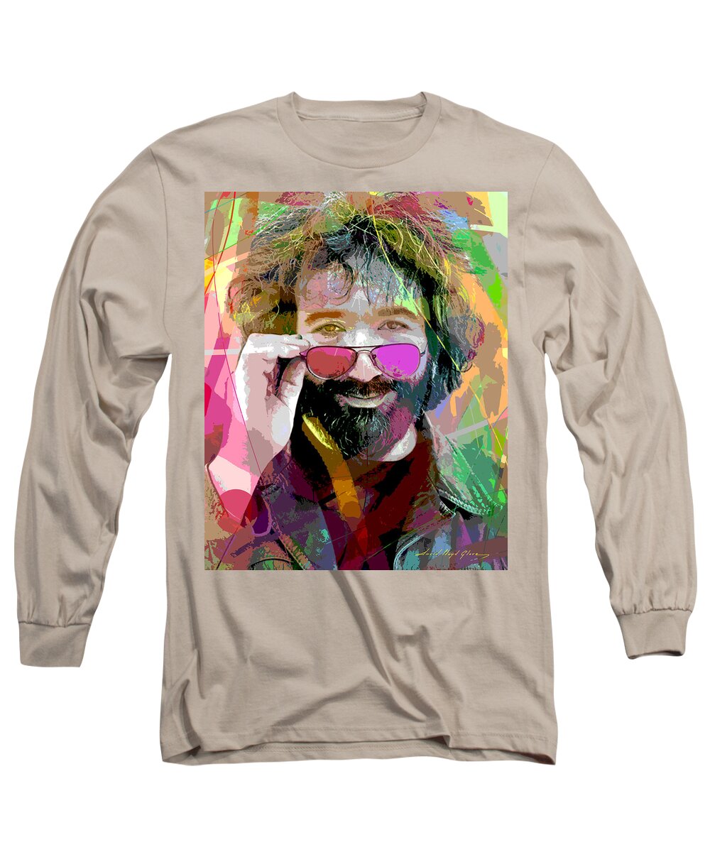 Pop Art Long Sleeve T-Shirt featuring the painting Jerry Garcia Art by David Lloyd Glover