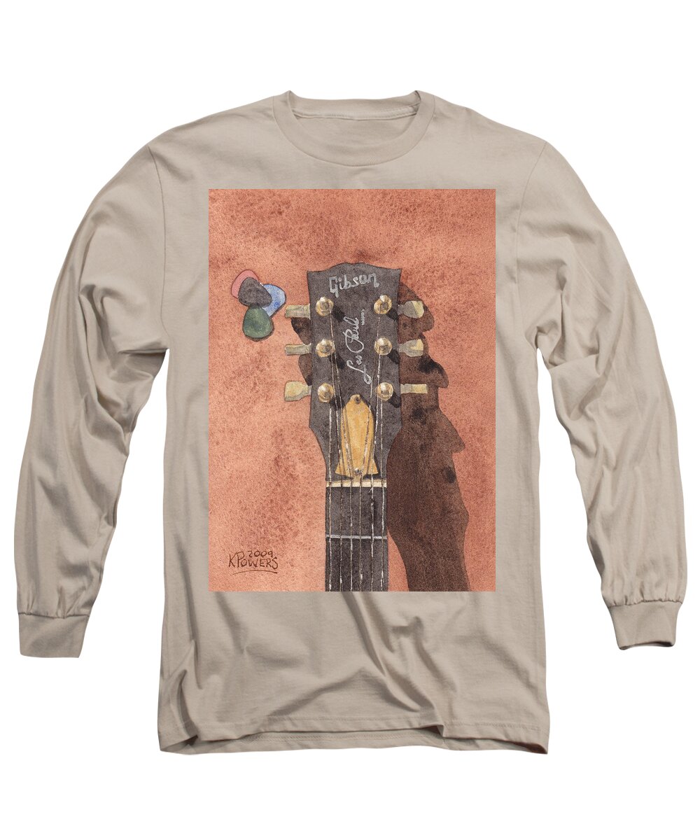 Gibson Long Sleeve T-Shirt featuring the painting Les Paul by Ken Powers