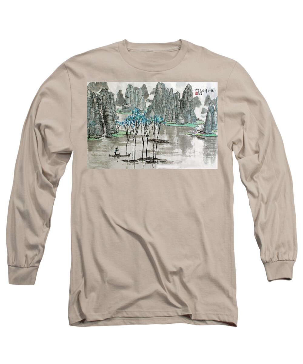 Landscape Long Sleeve T-Shirt featuring the photograph Li River in Spring by Yufeng Wang