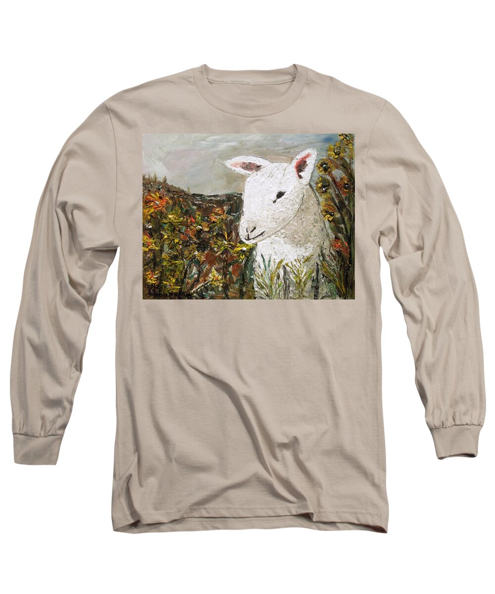 Lamb Long Sleeve T-Shirt featuring the painting Little Lamb by Randolph Gatling