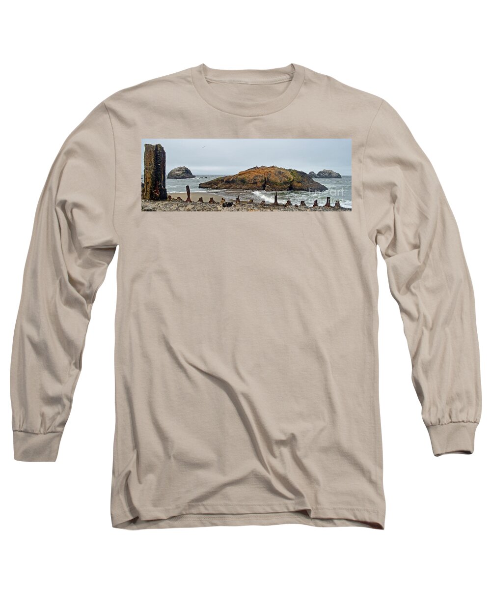Looking Out Long Sleeve T-Shirt featuring the photograph Looking out on the Pacific Ocean from the Sutro Bath Ruins in San Francisco by Jim Fitzpatrick