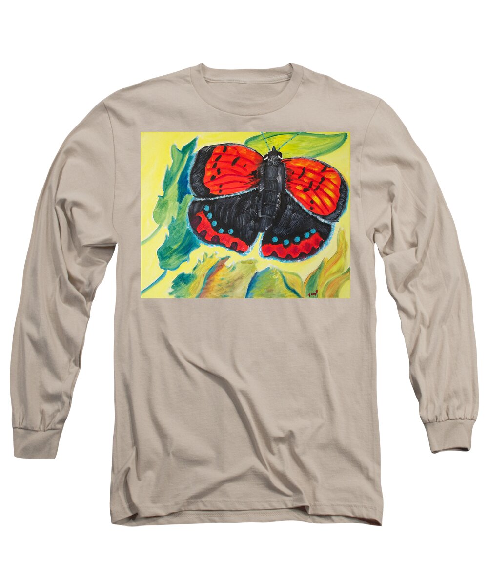 Butterfly Long Sleeve T-Shirt featuring the painting Luminous by Meryl Goudey