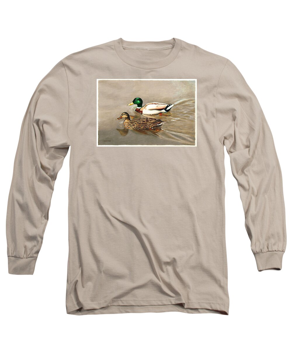 Ducks Long Sleeve T-Shirt featuring the painting Mallards by Jill Ciccone Pike