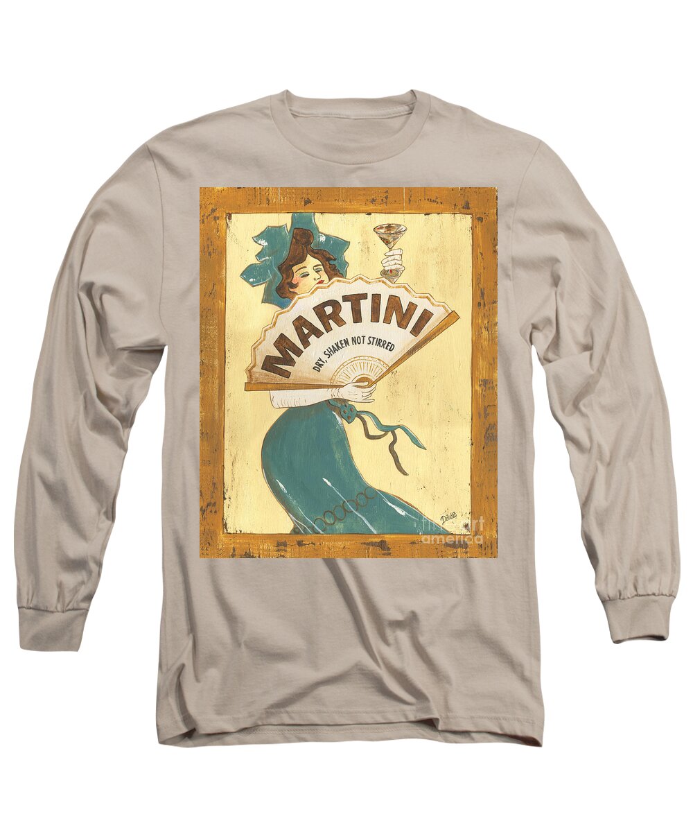 Martini Long Sleeve T-Shirt featuring the painting Martini dry by Debbie DeWitt