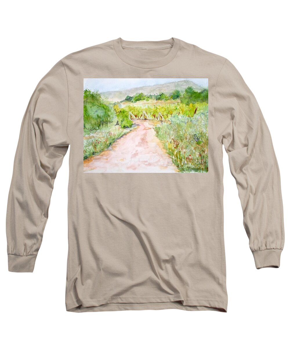 Path Long Sleeve T-Shirt featuring the painting Medjugorje Path To Apparition Hill by Vicki Housel