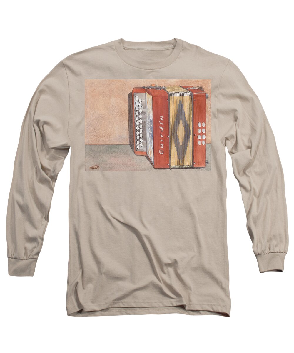 Button Long Sleeve T-Shirt featuring the painting Melodeon Four by Ken Powers