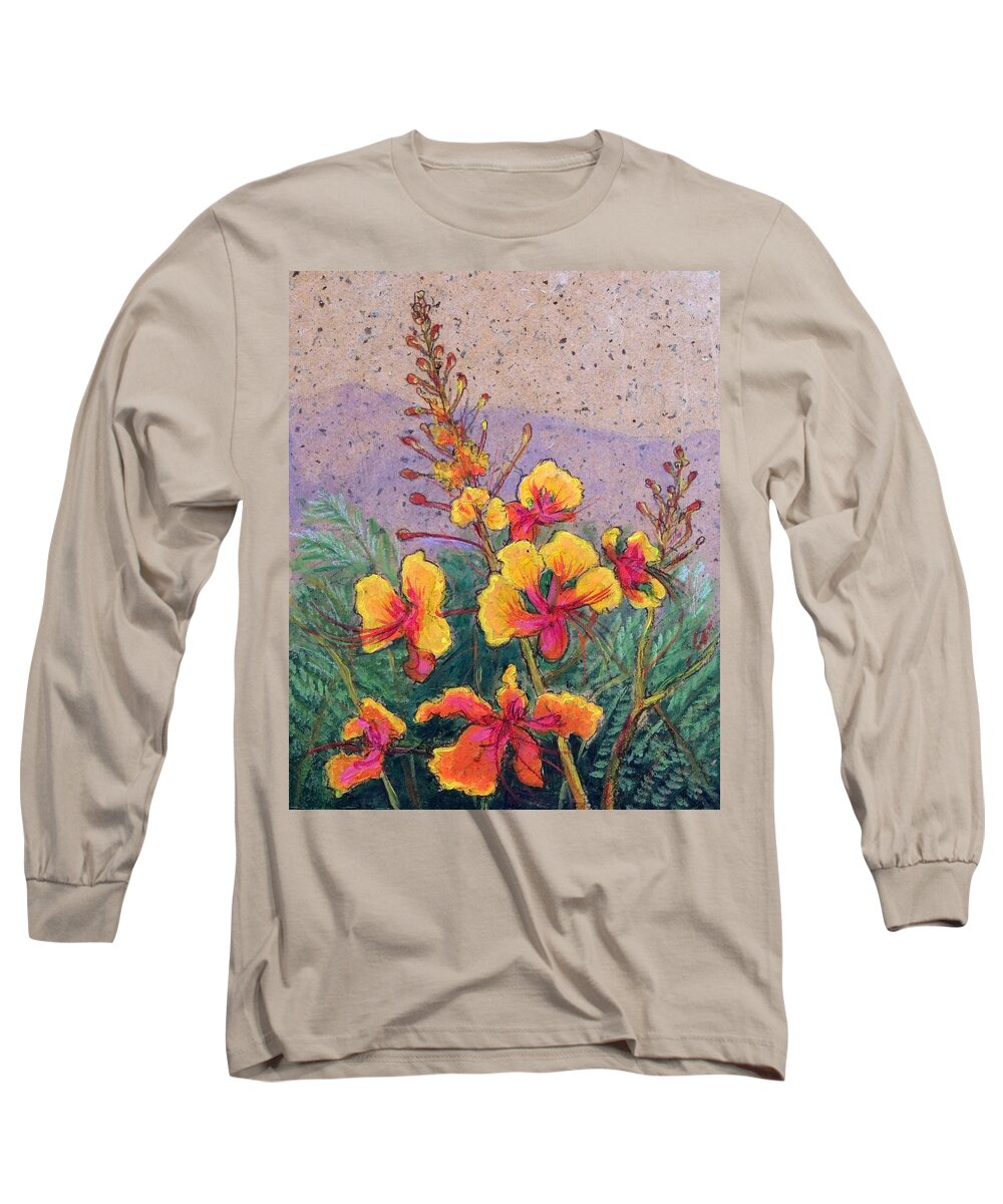 Landscape Long Sleeve T-Shirt featuring the painting Mexican Bird of Paradise by Candy Mayer