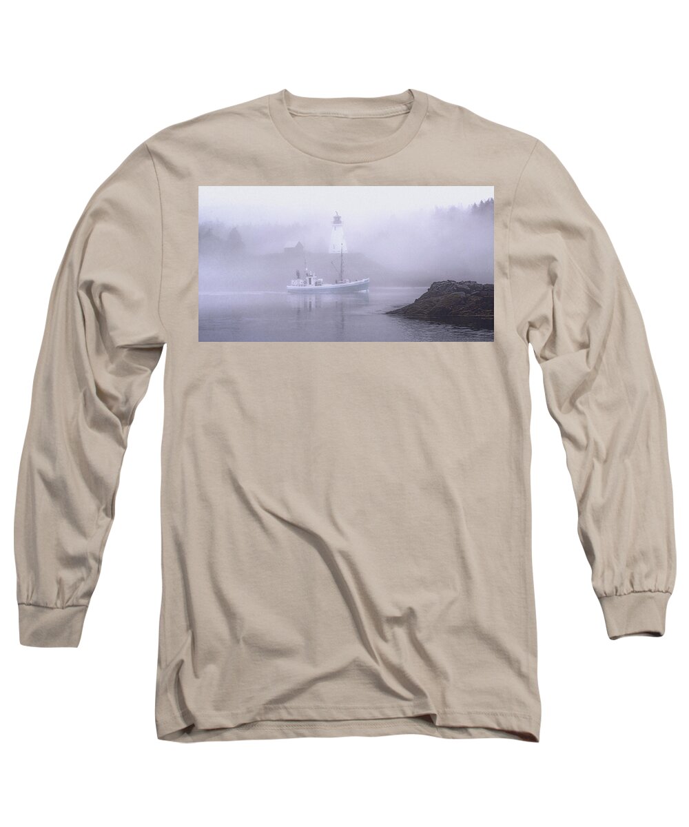 Landscape Long Sleeve T-Shirt featuring the photograph Michael Eileen Passing Thru Lubec Narrows by Marty Saccone