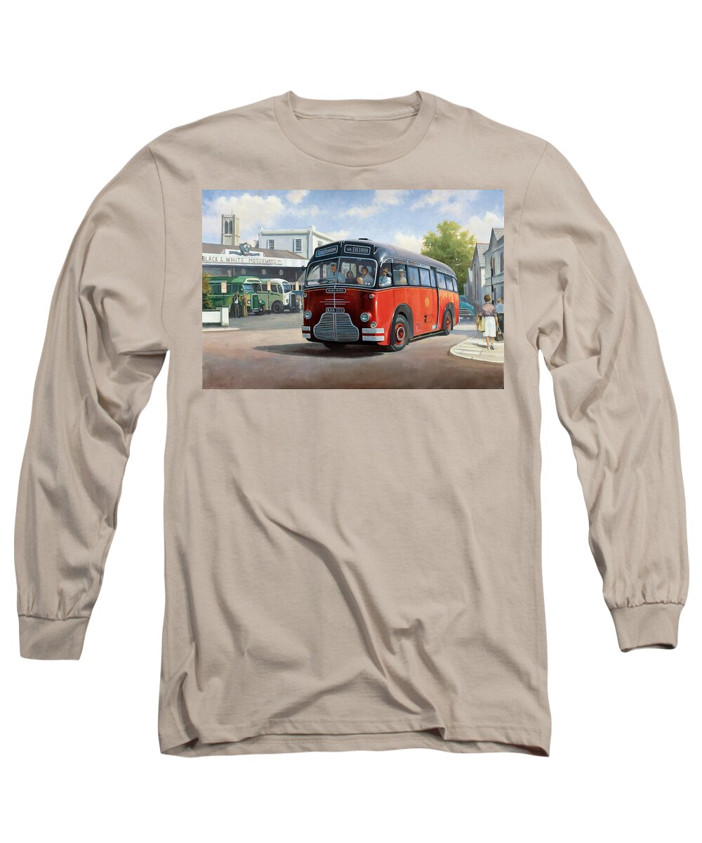 Coach Long Sleeve T-Shirt featuring the painting Midland Red C1 coach. by Mike Jeffries